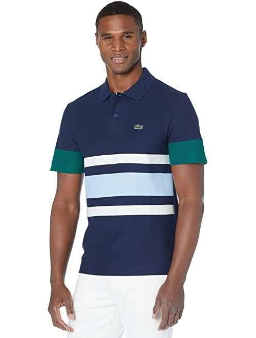 Lacoste Short Sleeve Color-Blocked and Stripe On Chest