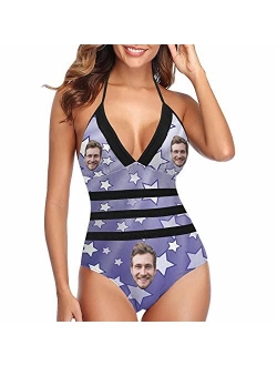 Interestprint Custom Face Photo Lace Band Embossing Swimsuit