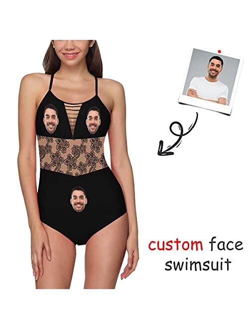 Interestprint Customize Lovers Boyfriend Husband Face on Strap Swimsuit