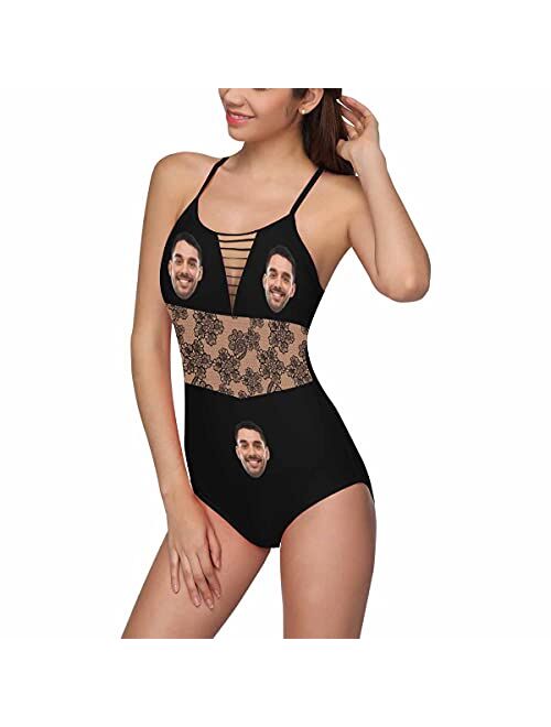 Interestprint Customize Lovers Boyfriend Husband Face on Strap Swimsuit