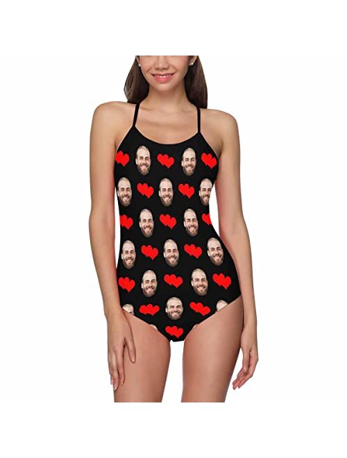 Interestprint Customize Lovers Boyfriend Husband Face on Strap Swimsuit