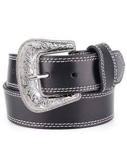 F&L Classic mens belt Western full grain Leather Engraved Tooled Strap w/Snaps for Interchangeable Buckles, USA