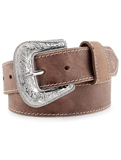 F&L Classic mens belt Western full grain Leather Engraved Tooled Strap w/Snaps for Interchangeable Buckles, USA