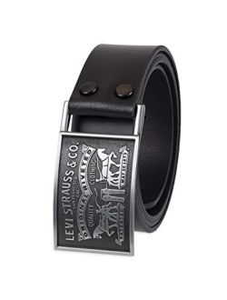 Men's Leather Western Belt with Plaque Buckle