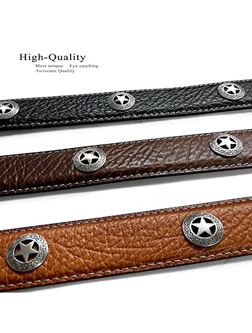 Belts.Com Genuine Leather Western Bison Ranger Belt 1-3/8"(35mm) Taper to 3/4"(19mm) Wide