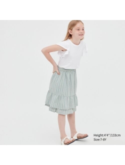 Seersucker Tiered Skirt For Girls