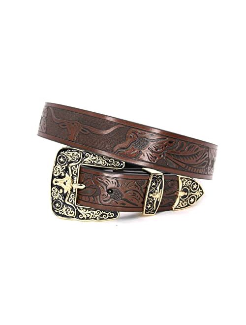 West Star Texas West Star Cowboy Tooled Real Leather Plain Belt Suit Casual Daily Everyday