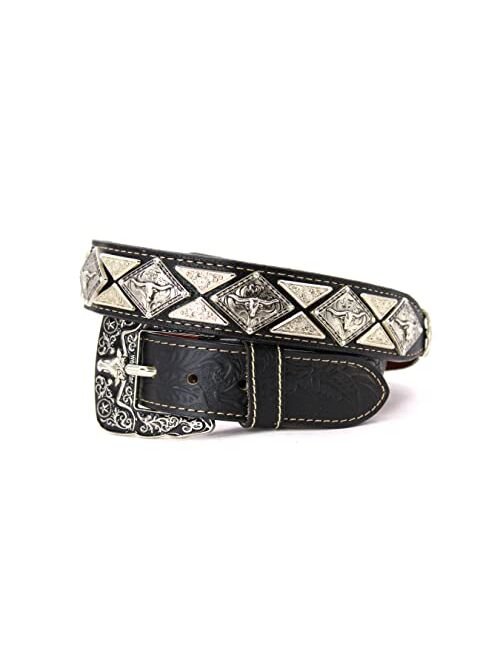 West Star Texas Mens Western Concho Leather Belt Longhorn Horse Rooster Sheriff Hardware Cowboy Belt