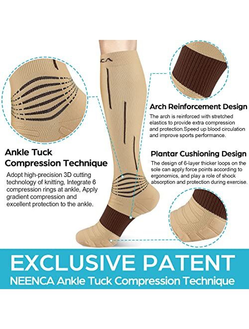 NEENCA Compression Socks, Medical Athletic Calf Socks for Injury Recovery & Pain Relief, Sports Protection—1 Pair, 20-30 mmhg