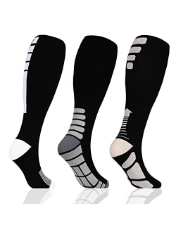 Tapesb 3 Pairs Plus size compression socks wide calf women men knee high 20-30 mmhg circulation for swelling 2xl 3xl 4xl 5xl