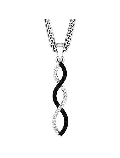 Dazzlingrock Collection 0.13 Carat (ctw) Round Black & White Diamond Infinity Pendant (Chain Included), Sterling Silver