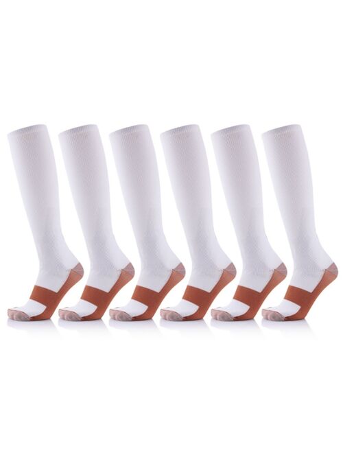 Extreme Fit Men's and Women's Copper-Infused High-Energy Compression Socks - 6 Pair