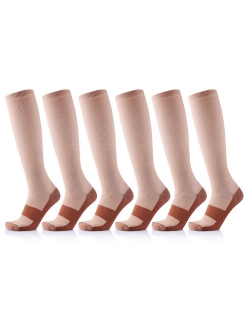 Extreme Fit Men's and Women's Copper-Infused High-Energy Compression Socks - 6 Pair