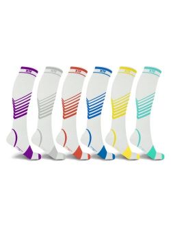 Extreme Fit Men's and Women's Ultra V-Striped Edition Knee-High Compression Socks - 6 Pairs