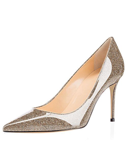 Eldof Women's High Heel Pumps - Classy Pointy Toe Pumps_- Office Wedding Party Event Comfort Heels