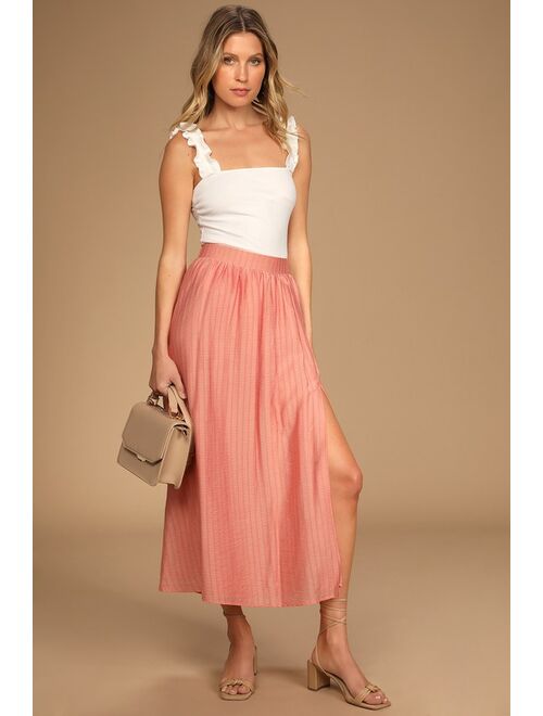 Lulus Summer's Favorite White High-Waisted Midi Skirt