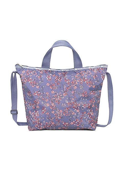 LeSportsac Laelia Dusk Easy Carry Tote Crossbody + Top Handle Handbag, Style 2431/Color F425, Plum Bag w Pink & Plum Laelia Orchids