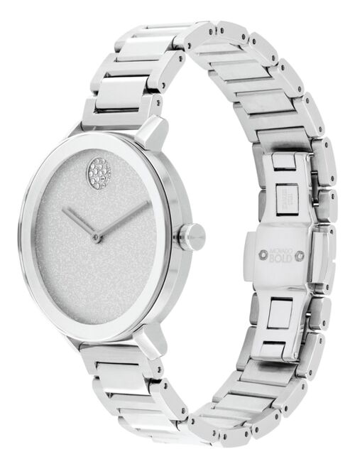 Movado Women's Swiss Bold Evolution Stainless Steel Bracelet Watch 34mm Style #3600732