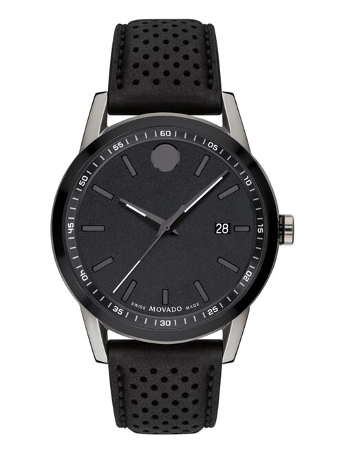 Movado Men's Swiss Museum Sport Black Leather Strap Watch 42mm Style #0607559