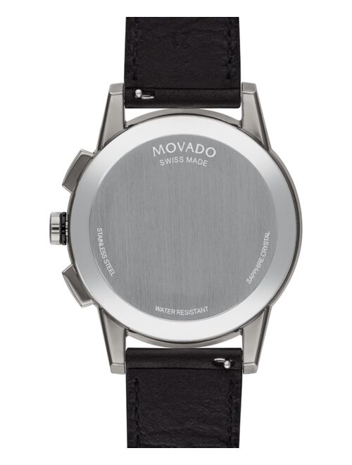 Movado Men's Swiss Museum Sport Black Leather Strap Watch 42mm Style #0607559