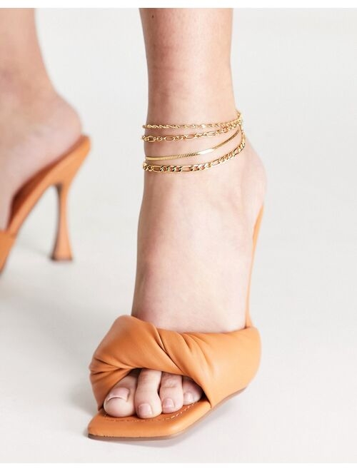 ASOS DESIGN pack of 4 14k gold plated anklets in mixed chain design