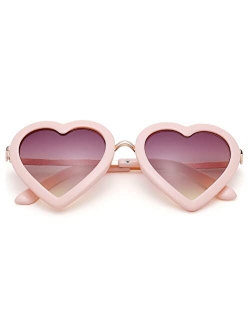 Kids Heart Shaped Sunglasses for Toddler Little Girls Age 3-10, 100% UV400 Protection