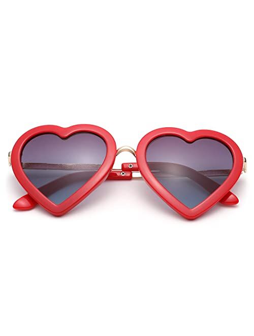 Kids Heart Shaped Sunglasses for Toddler Little Girls Age 3-10, 100% UV400 Protection