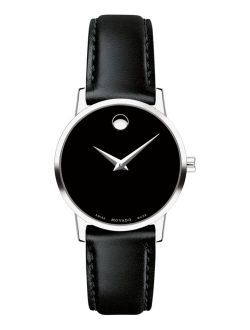 Women's Swiss Museum Classic Black Leather Strap Watch 28mm