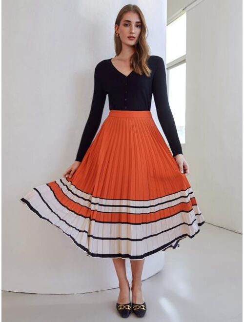 MOTF Premium Striped Pleated Skirt