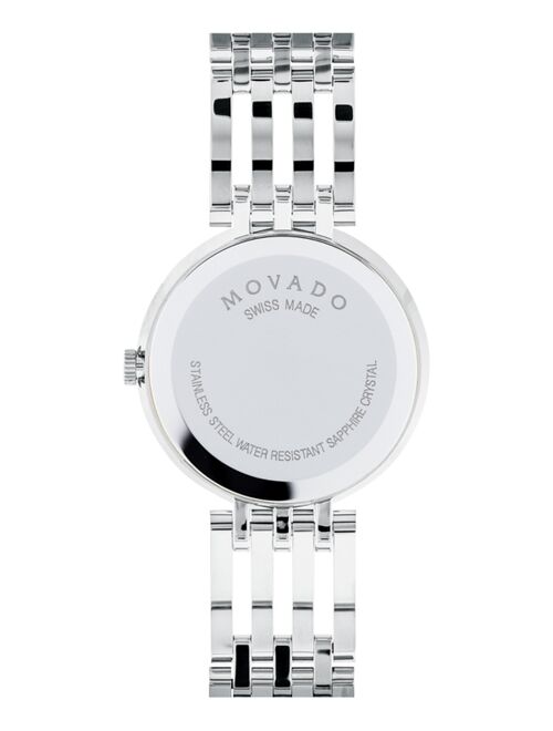 Movado Women's Esperanza Stainless Steel Watch with Diamond Accent Bezel, Silver/Black (607052)