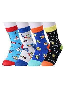 HAPPYPOP Boys Socks Novelty Crazy Shark Socks Space Socks Food Dinosaur Sloth Animals Socks for Kids Gift Box 4-10 Years