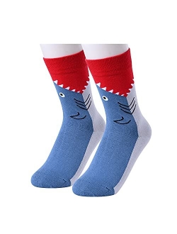 HAPPYPOP Boys Girls Crew Socks Novelty Crazy Shark Animal Space Sports Food Socks for Kids Gift