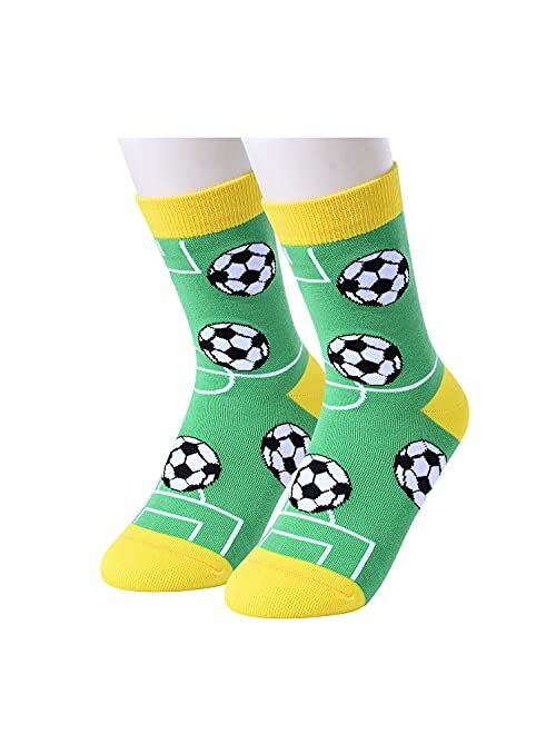 HAPPYPOP Boys Girls Crew Socks Novelty Crazy Shark Animal Space Sports Food Socks for Kids Gift