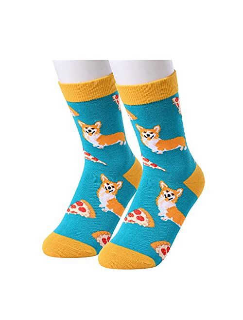 HAPPYPOP Boys Girls Crew Socks Novelty Crazy Shark Animal Space Sports Food Socks for Kids Gift