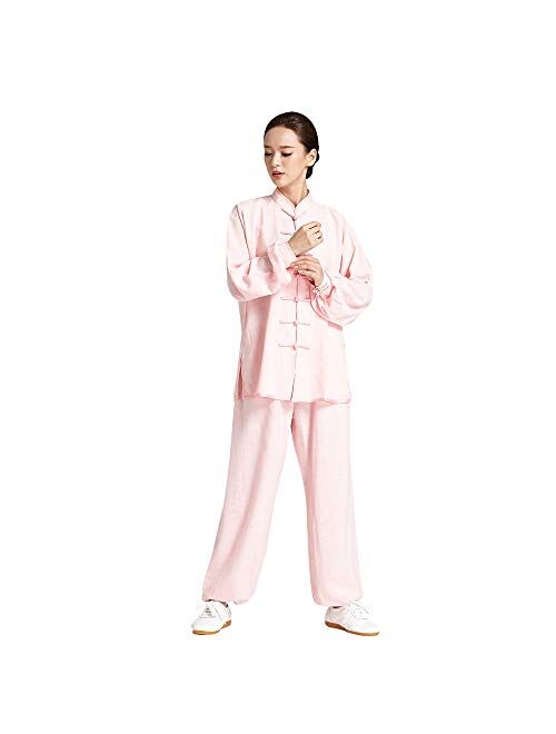 Positive Costume Unisex Adult Tai Chi Uniform Chinese Traditional Martial Arts Kung Fu Suit Cotton Linen Long Sleeve Tang Suit