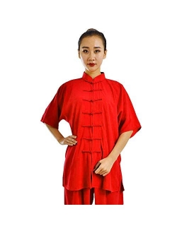 ZooBoo Unisex Cotton Blend Short Sleeves Tai Chi Suit Morning Exercise Uniform Kung Fu Clothing