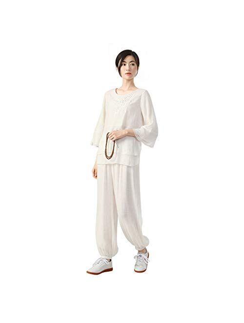 KSUA Womens Tai Chi Suit Clothes Kung Fu Clothing Cotton Martial Arts Uniform