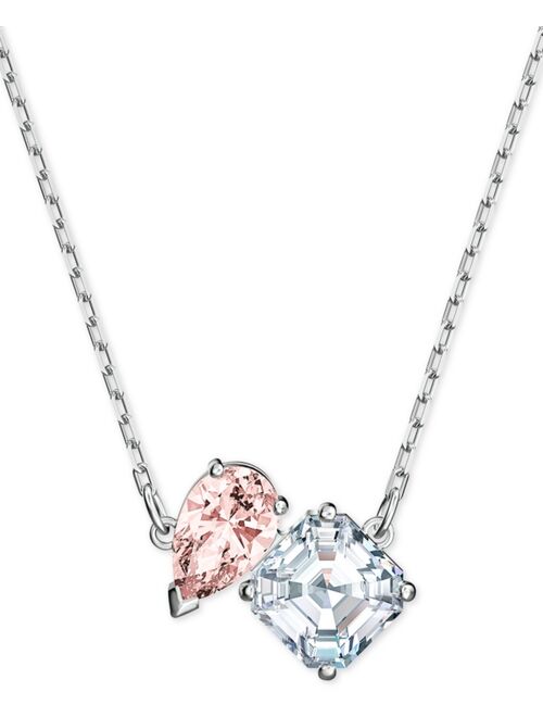 Swarovski Silver-Tone Double Crystal Pendant Necklace, 14-7/8" + 2" extender