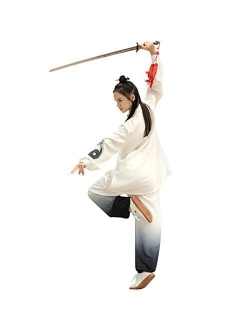 KSUA Unisex Martial Arts Uniform Silk Linen Long Sleeves Tai Chi Suit for Excerises Qi Gong Kung Fu Wung Chun for Women Men