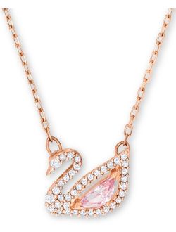 Rose Gold-Tone Crystal Swan Pendant Necklace, 14-7/8"   2" extender