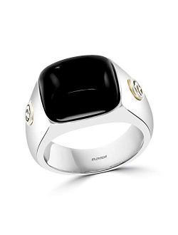 925 Sterling Silver & 18K Yellow Gold Onyx Ring, 9.5 TCW IRS0N832XX