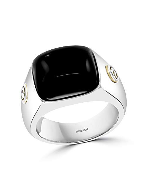 Effy 925 Sterling Silver & 18K Yellow Gold Onyx Ring, 9.5 TCW IRS0N832XX