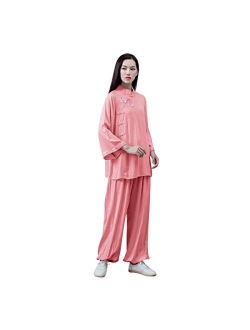 KSUA Women Tai Chi Uniform Cotton Kung Fu Uniform Chinese Style Zen Meditation Casual Long Sleeve Morning Excerises Outfit