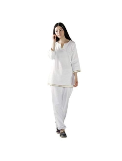 KSUA Womens Zen Meditation Suit Tai Chi Uniform Chinese Kung Fu Clothing Cotton Martial Arts Suit