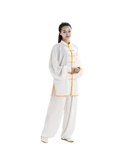 ZooBoo Unisex Cotton and Silk Dragon Embroidery Long Sleeves Tai Chi Uniform Suit Martial Arts Wing Chun Clothing