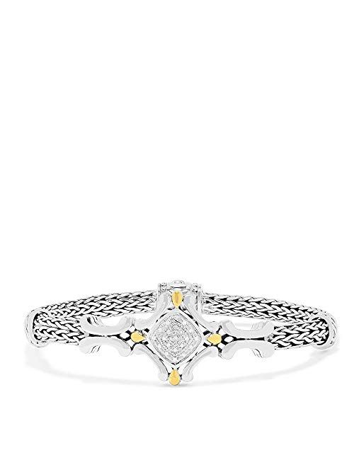 Effy 925 Sterling Silver & 18K Yellow Gold Diamond Bracelet/Bangle, 0.08 TCW HBL0B789DD