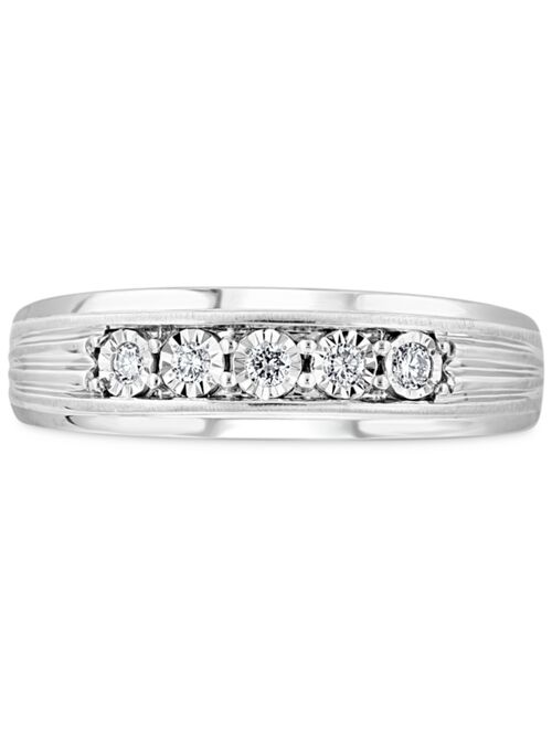 EFFY Collection EFFY® Men's Diamond Ring (1/6 ct. t.w.) in Sterling Silver