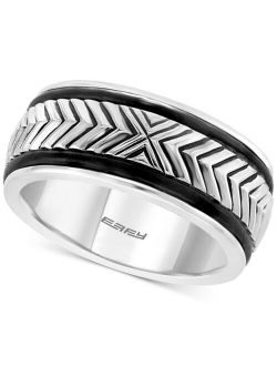 Collection EFFY Men's Leather Chevron Symbol Ring in Sterling Silver