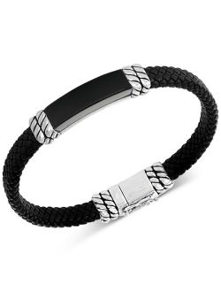 Collection EFFY Men's Onyx Leather Braided Bracelet in Sterling Silver (Also in Malachite)