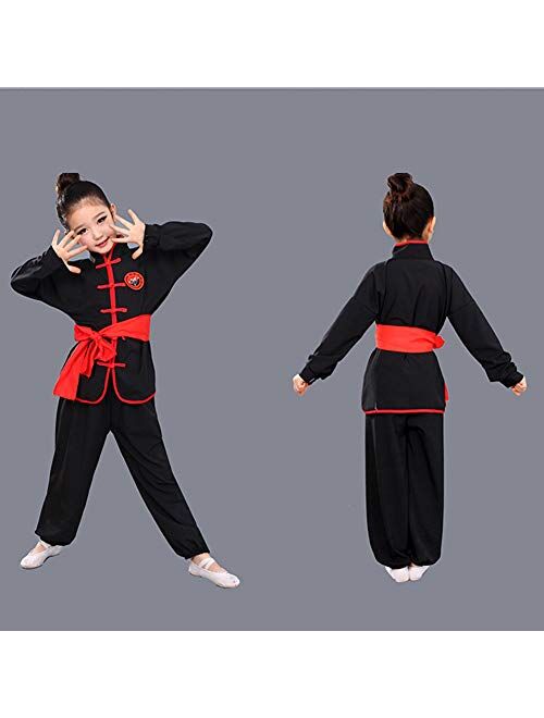 ZHL&M Student Kids Tai Chi Uniforms Chinese Traditional Kung Fu Martial Arts Clothing for Boys and Girls Suit Uniforms Kimono, Solid Color